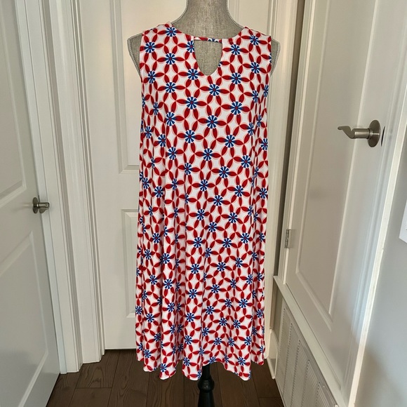 NWT! Allison Brittney Womens Americana Floral Sleeveless Swing Dress Size M - Picture 3 of 9